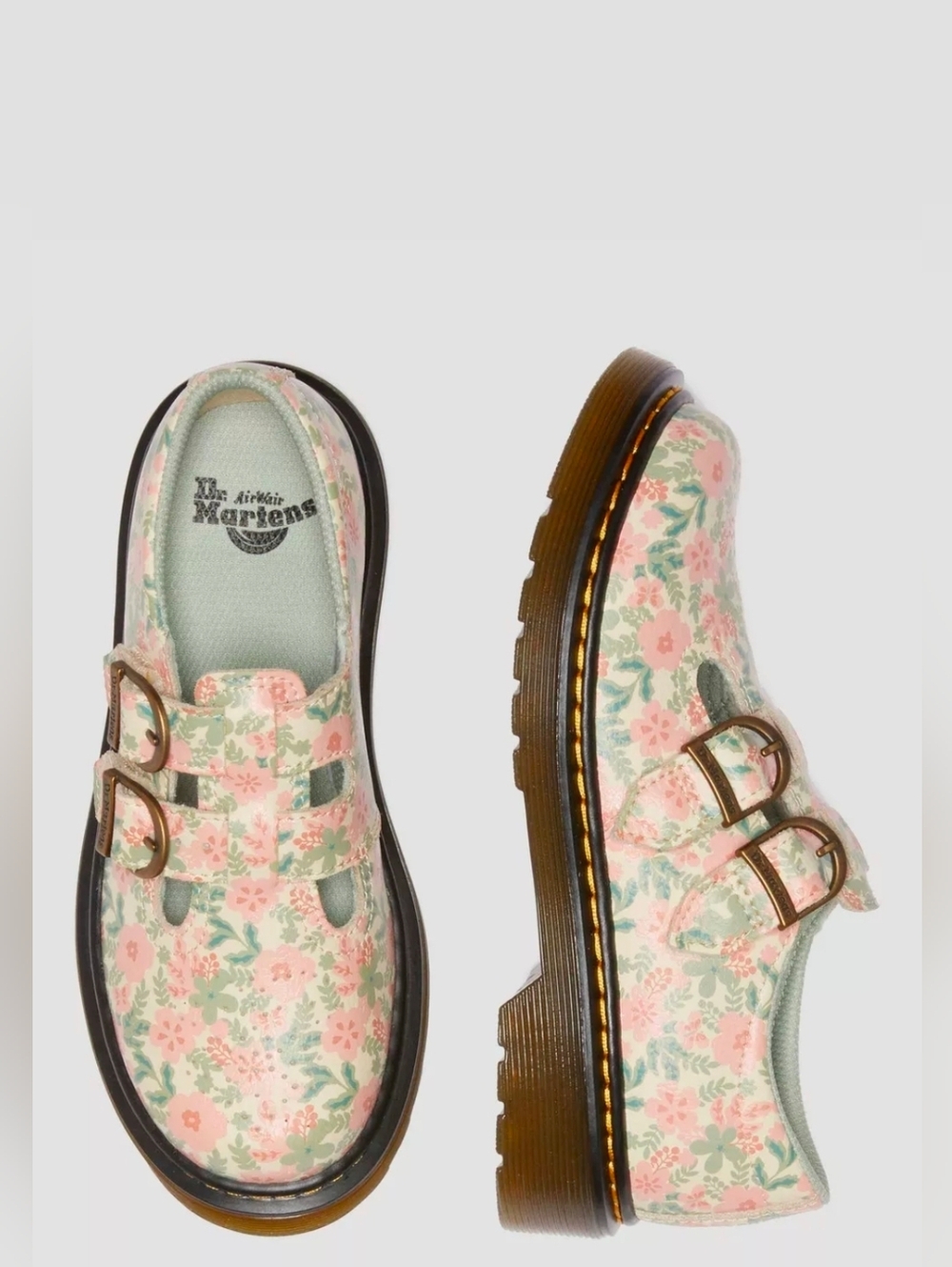 Dr. Martens Junior 8065 Floral Leather Mary Jane Shoes